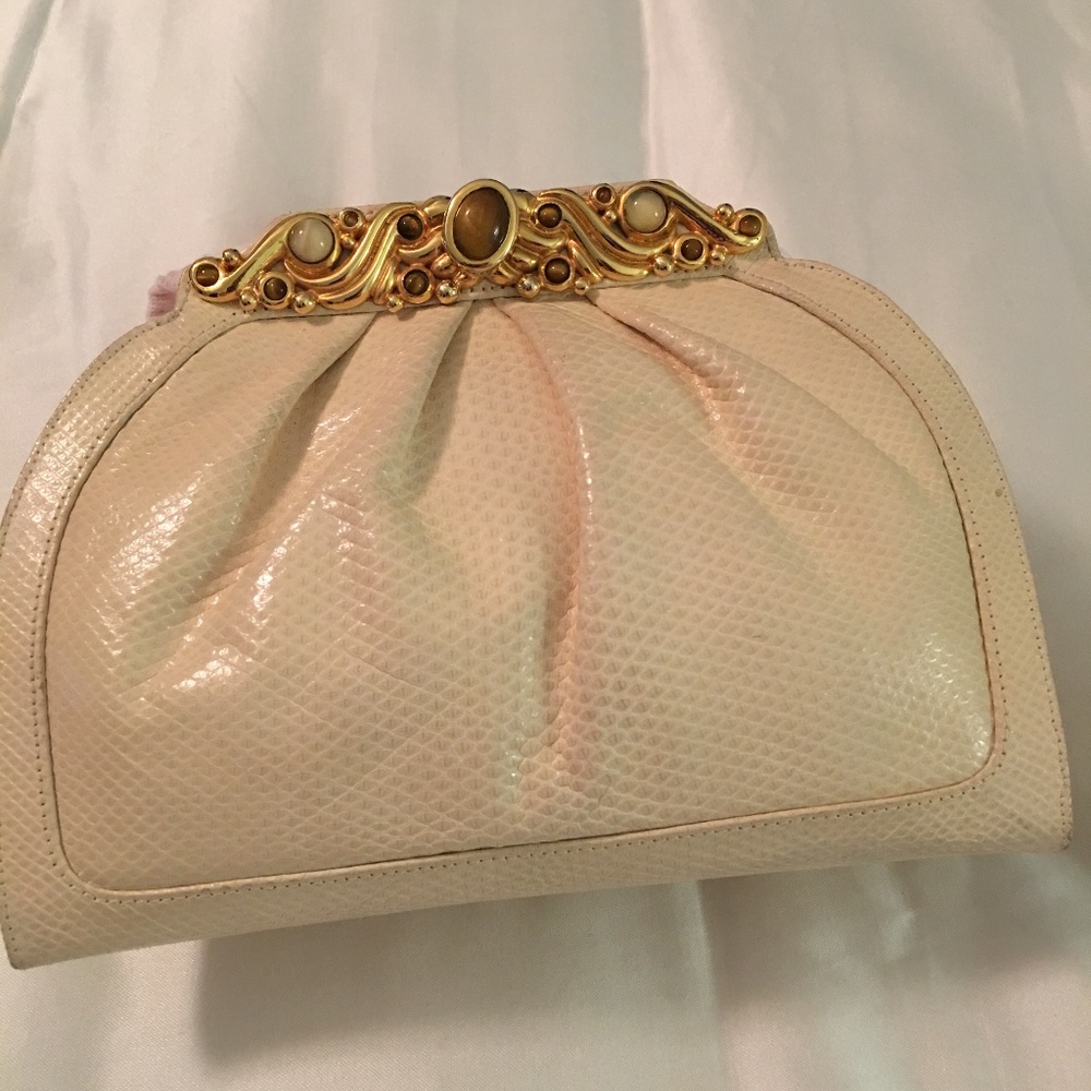 Finesse la model Cream Clutch Handbag Purse Cross